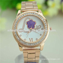 2015 new design rose flower gold alloy love trend design quartz watch